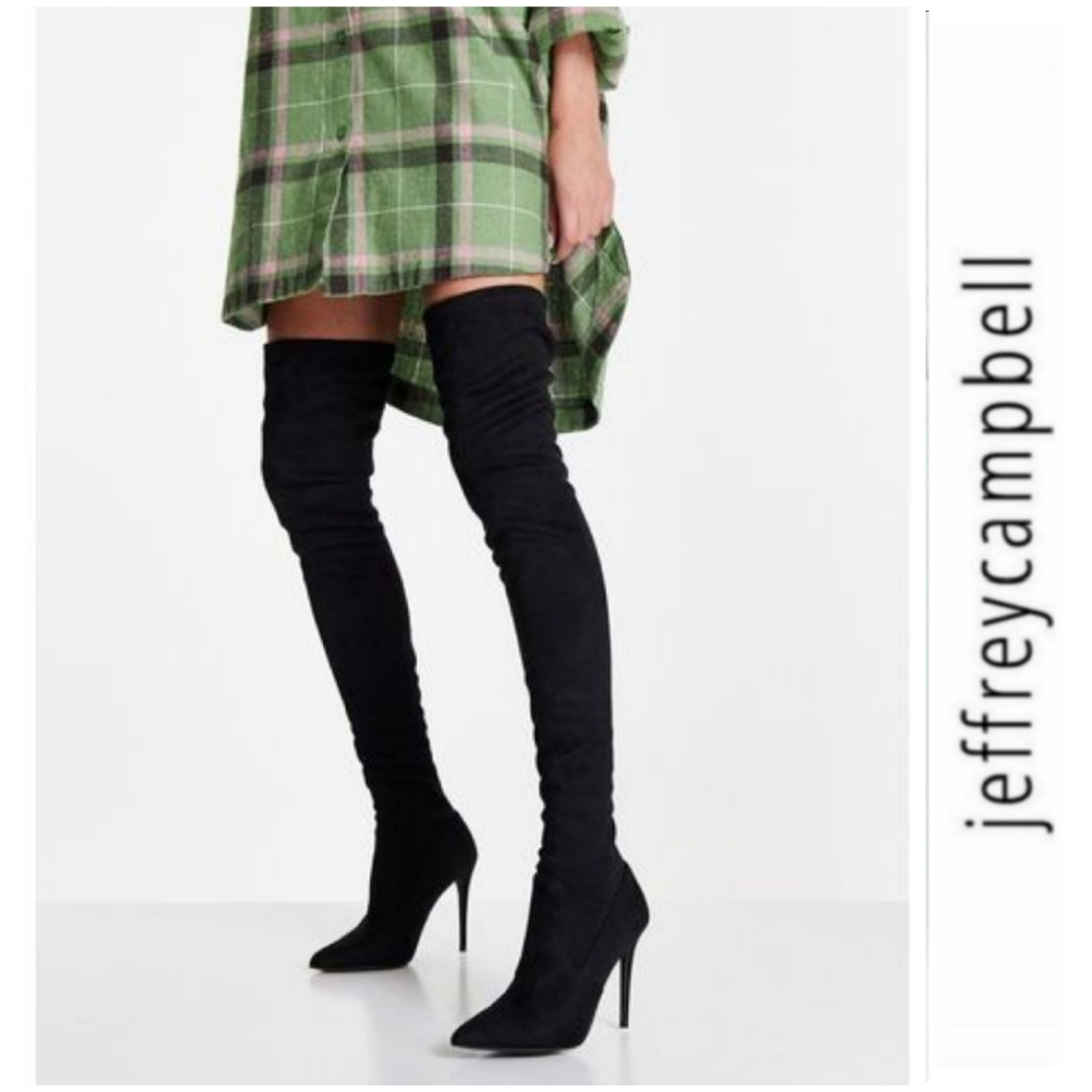 Sexy Chic Jeffrey Campbell Black Microsuede OTK Boots